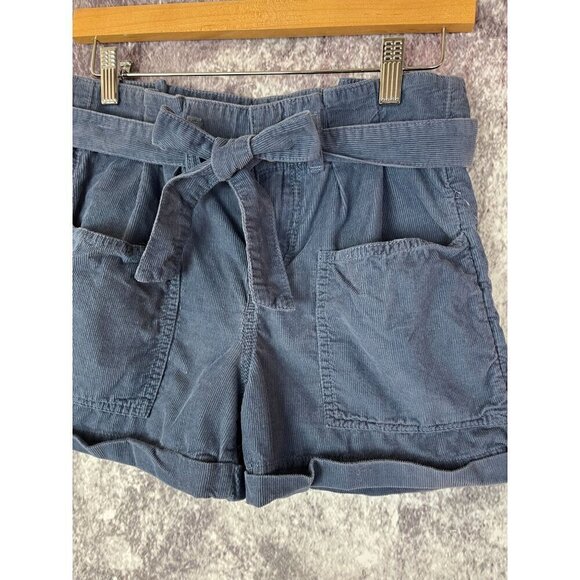 SO Blue Corduroy Cuffed Bow Pleated Short Shorts High Rise Womens 1 - Picture 2 of 10